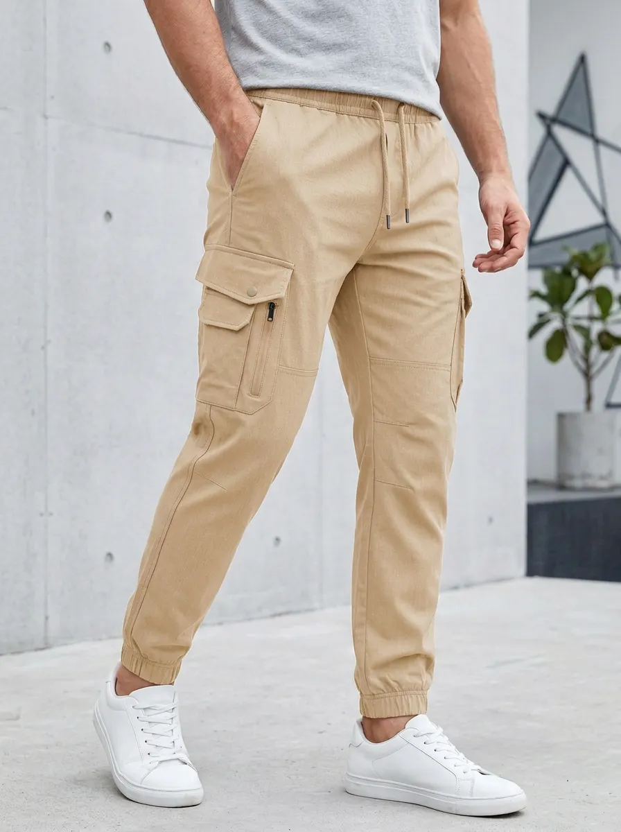 Outdoor-Inspired Graphic Print Modern Look Men's Cargo Jogger Pants