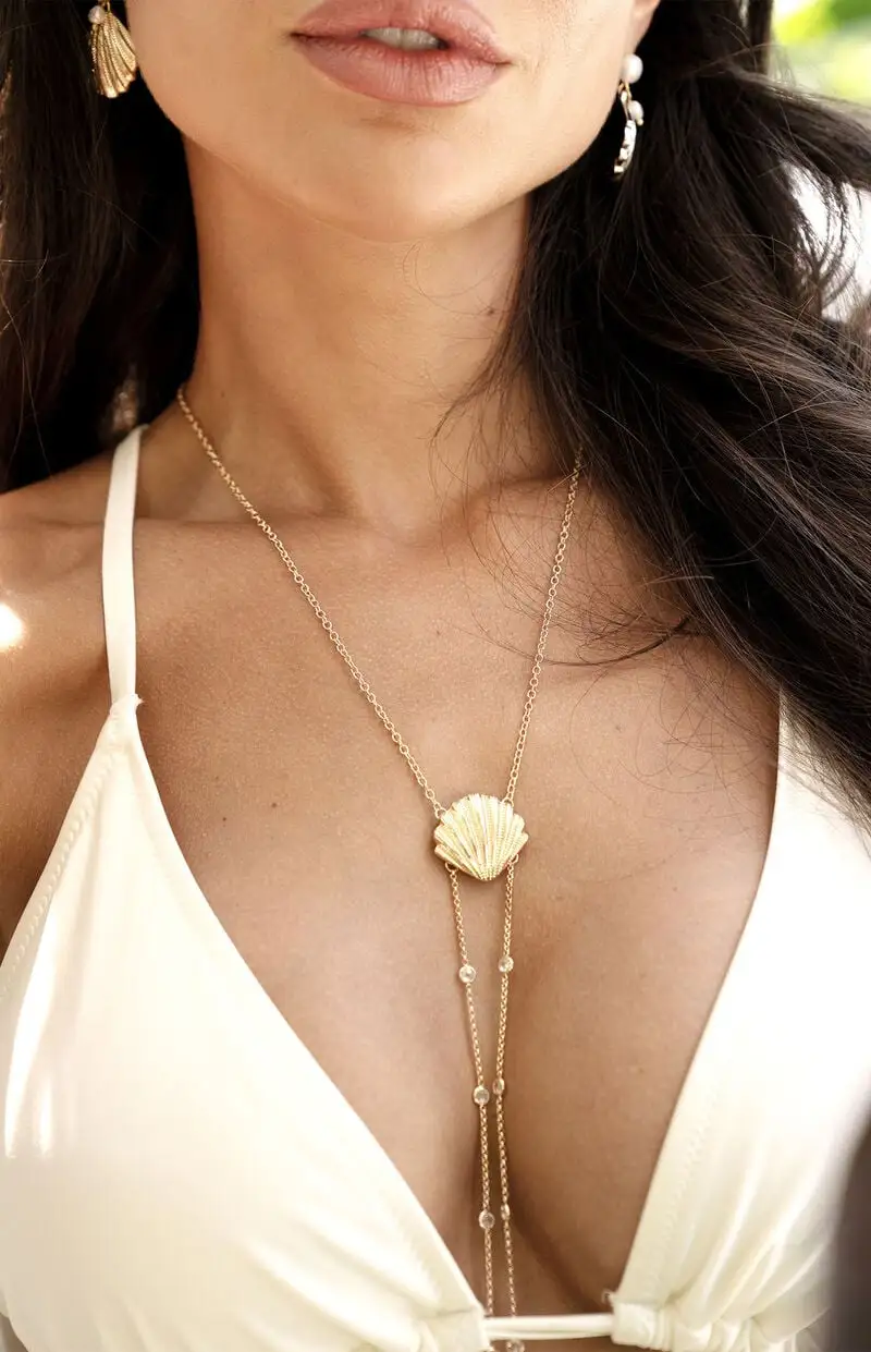 Ettika Scallop Shell & Crystal Body Chain