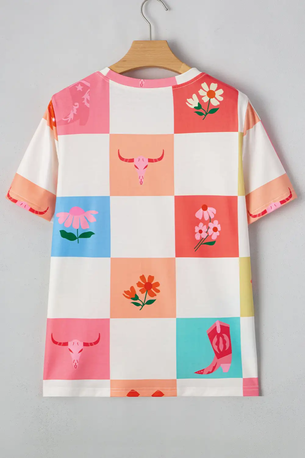 Orange Western Fashion Checker Print