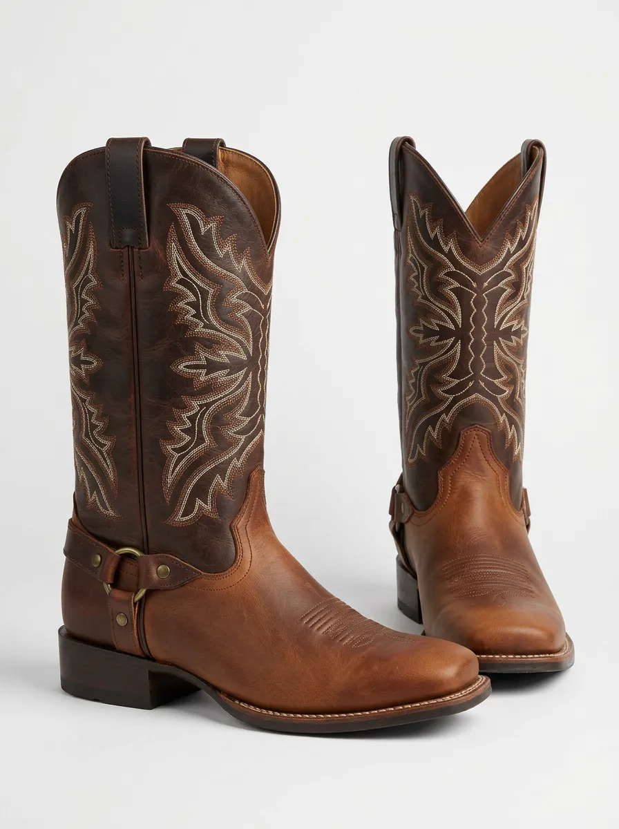 Men's Heritage Western Embroidered Leather Printed Boots