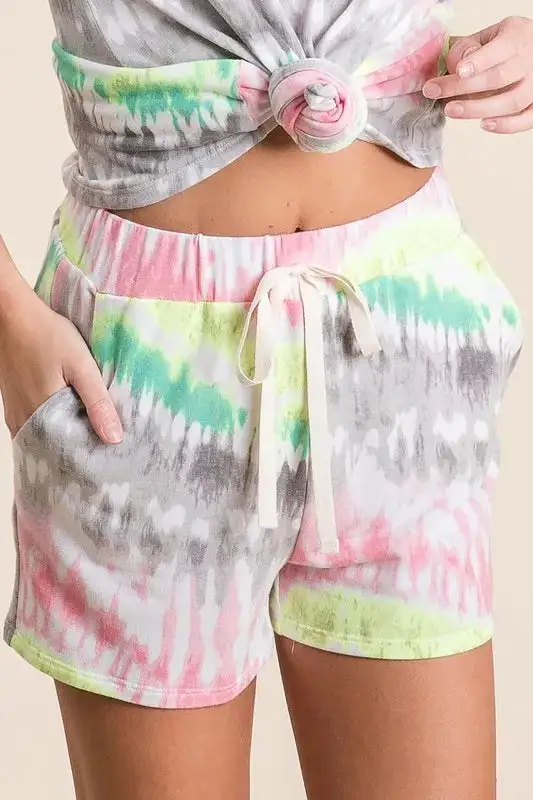 Textured Drawstring Waist Shorts