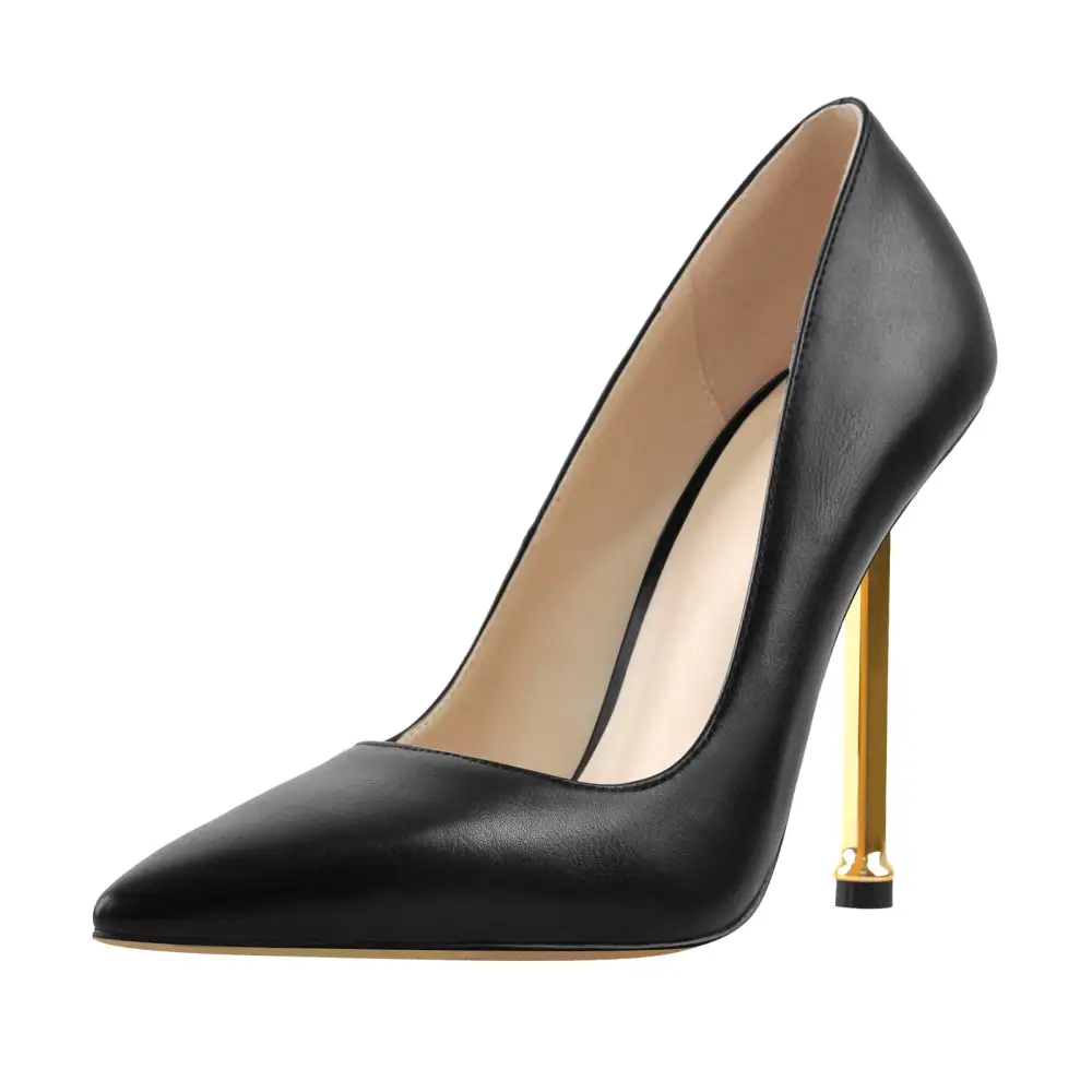 Pointed Toe Metal Heel Pumps