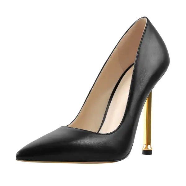 Pointed Toe Metal Heel Pumps