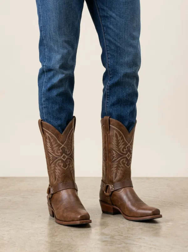 Men's Ranch Western Embroidered Harness Printed Boots