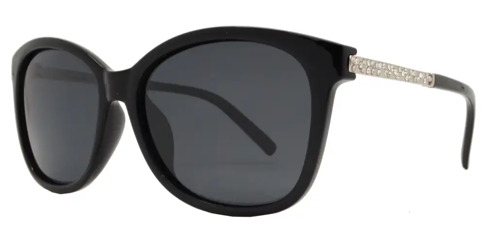 Fashion Horn Rimmed With Rhinestone Temple  Plastic Sunglasses