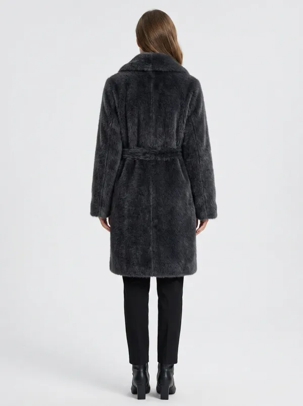 Urban Belted Faux Fur Coat