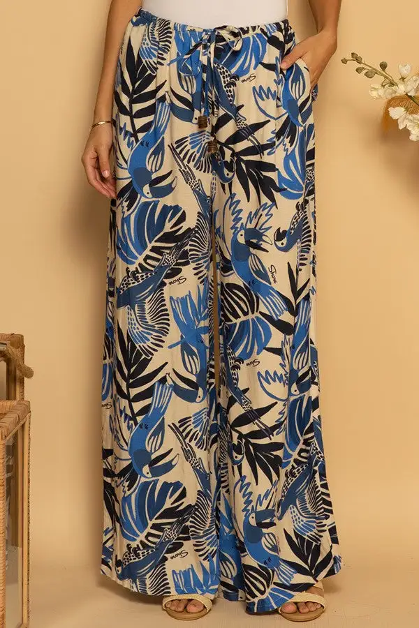 Women's Tropical Leaf Print Beach Pants