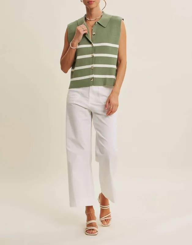 Ribbed Button-Down Sweater Vest