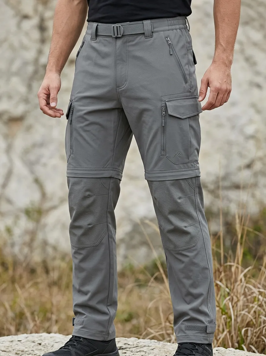 Men's Frontier Expedition Multi-Pocket Waterproof Zip-Off Tactical Cargo Pants