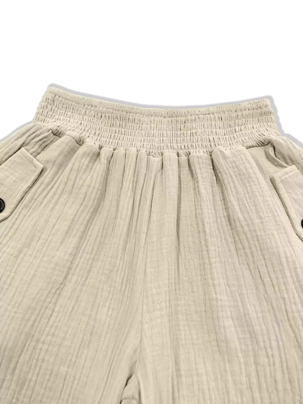 Smocked Waist Textured Casual Everyday Pants