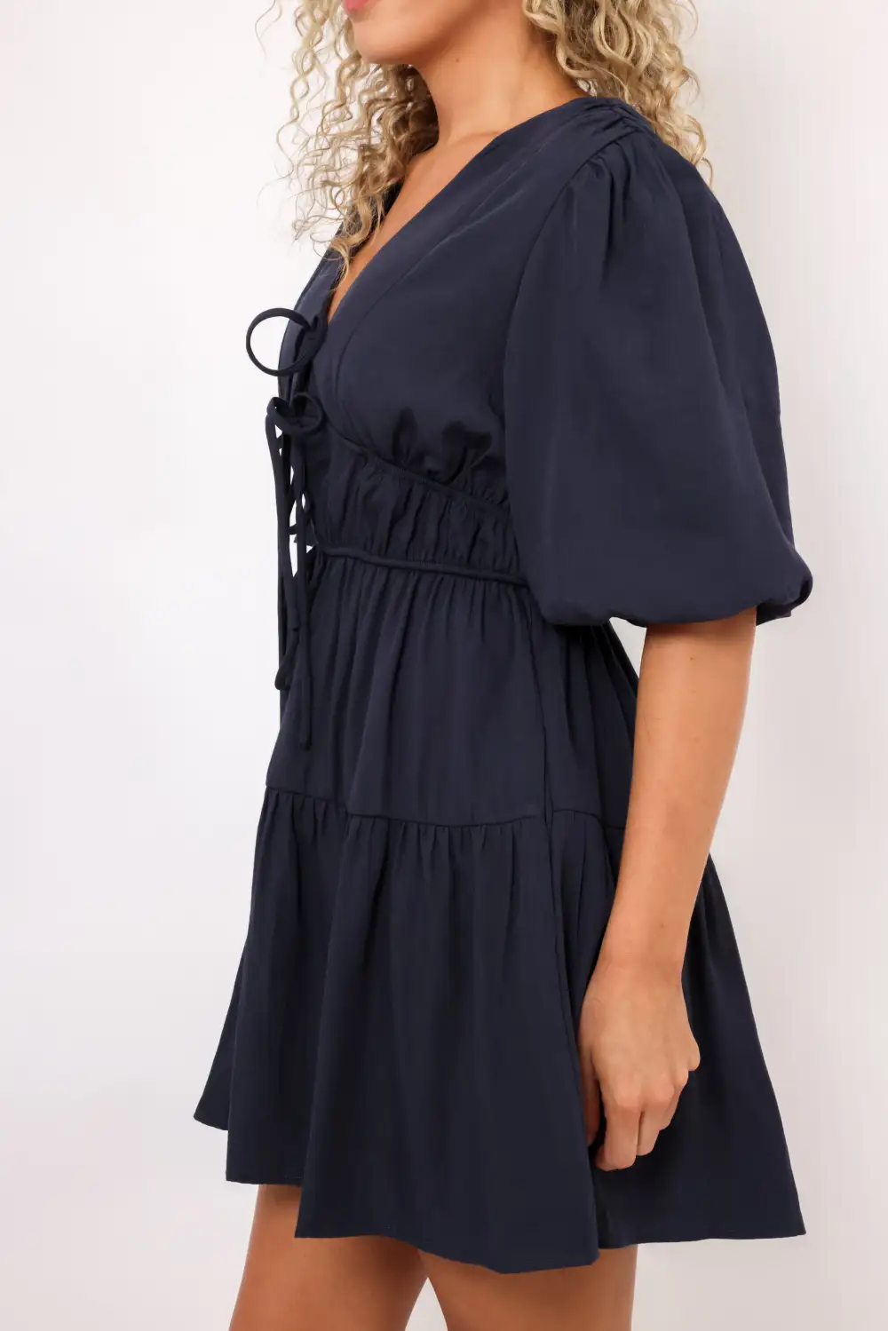 Solid Tiered Mini Dress