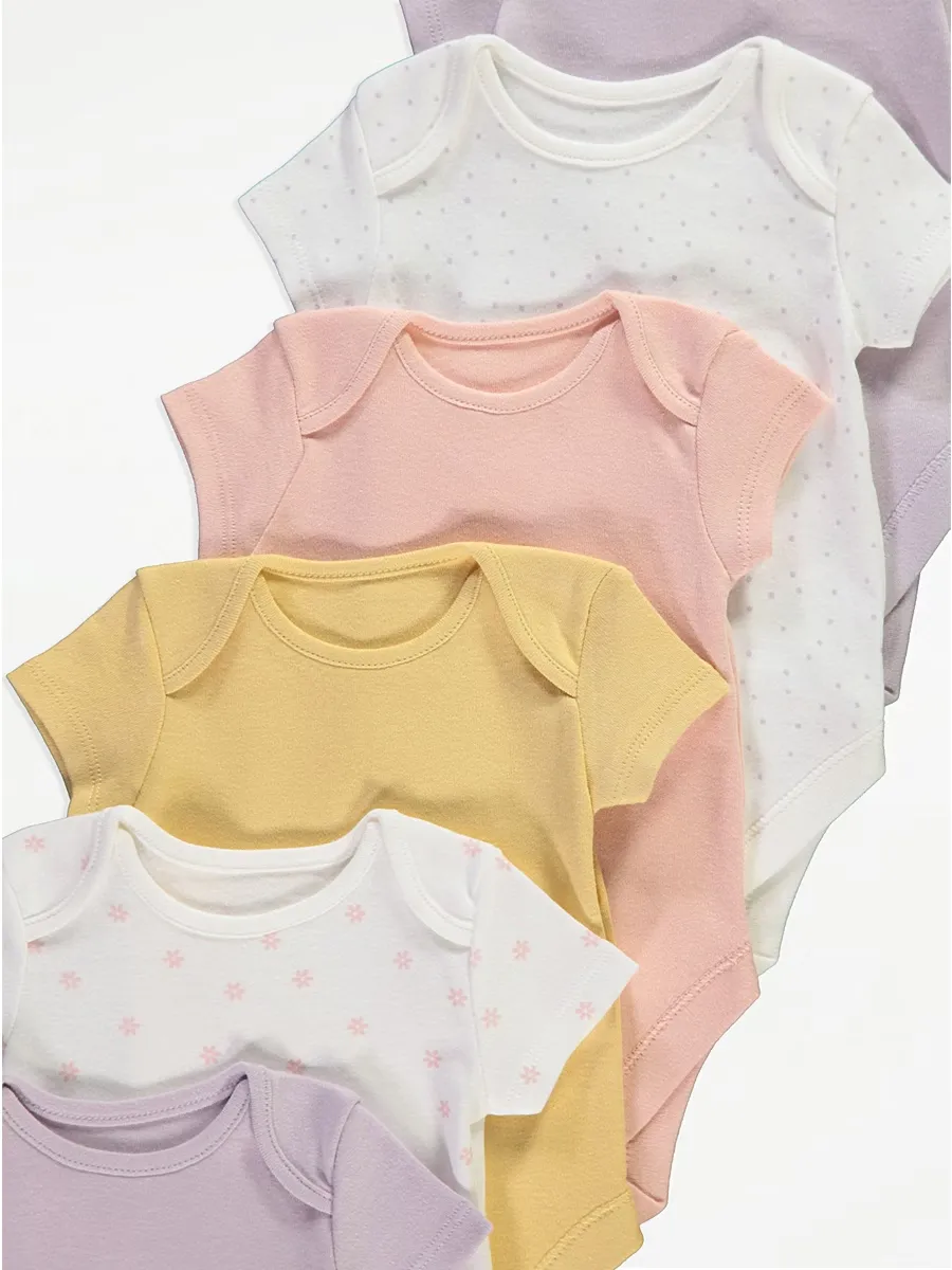 Floral Spot Short Sleeve Bodysuits 10 Pack
