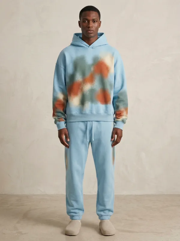 Men's Streetwear Spray Paint Printed Hoodie Sweatpants Set