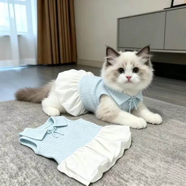 Cute Pet Clothes Summer Pet Lightweight Sleeveless Dress With Polo Collar For Small Dogs Cats