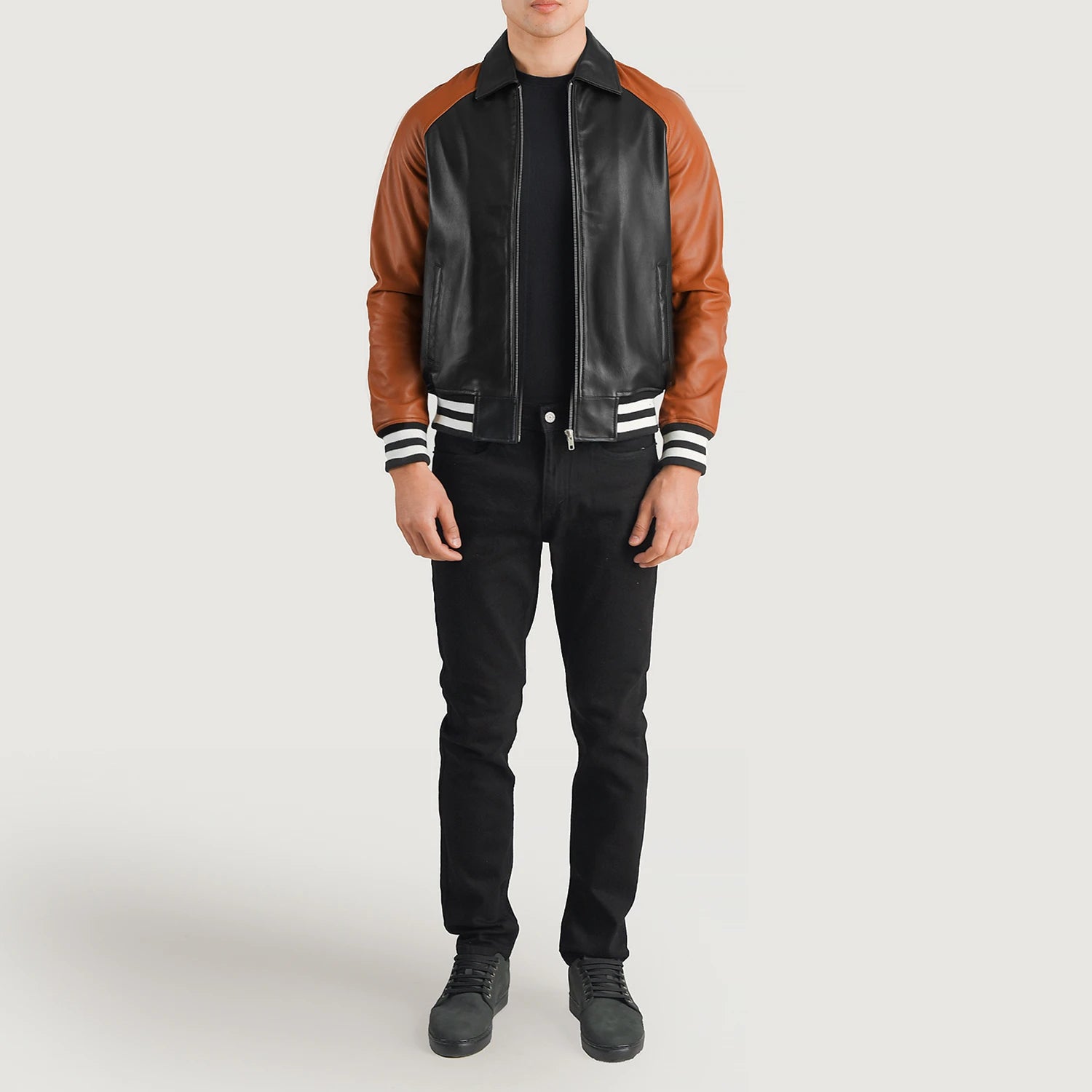 Men's Structured Leather Varsity Jacket