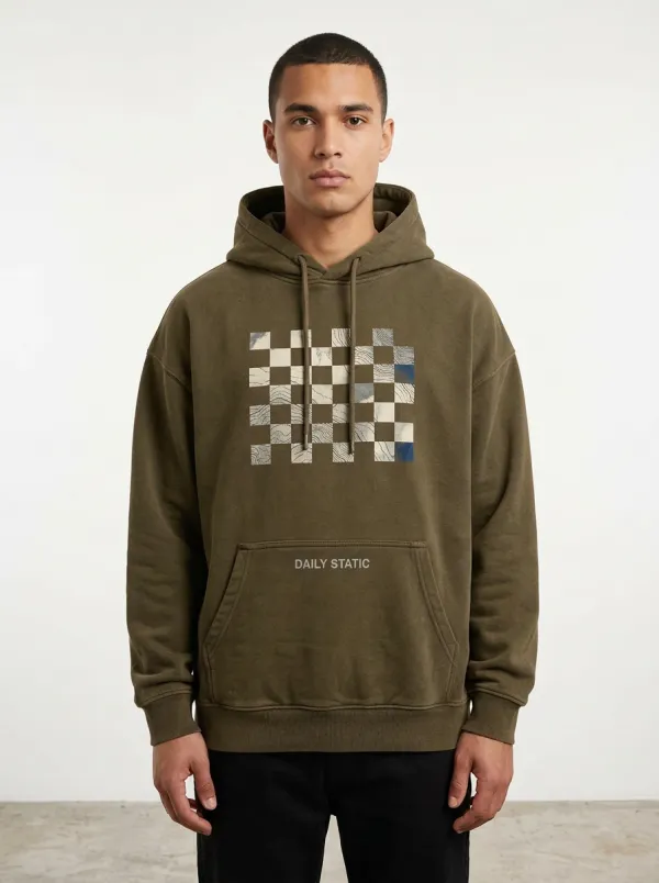 Streetwear Checkered Men's Graphic Hoodie
