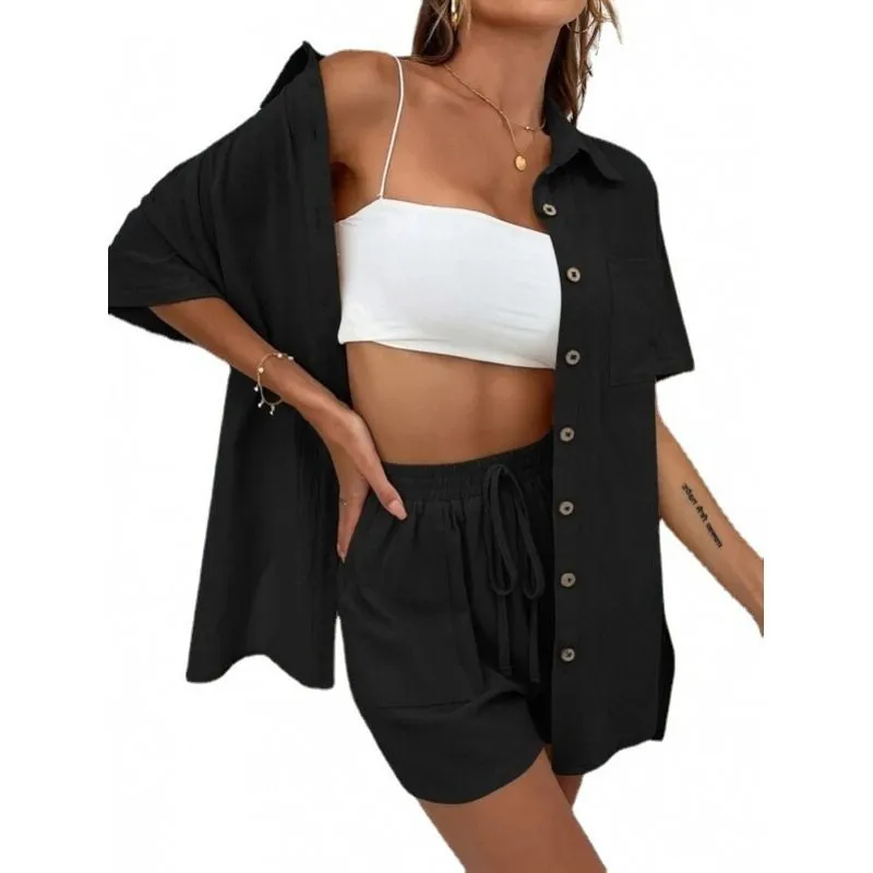 Loose Fit Short Sleeve Shirt Shorts Set