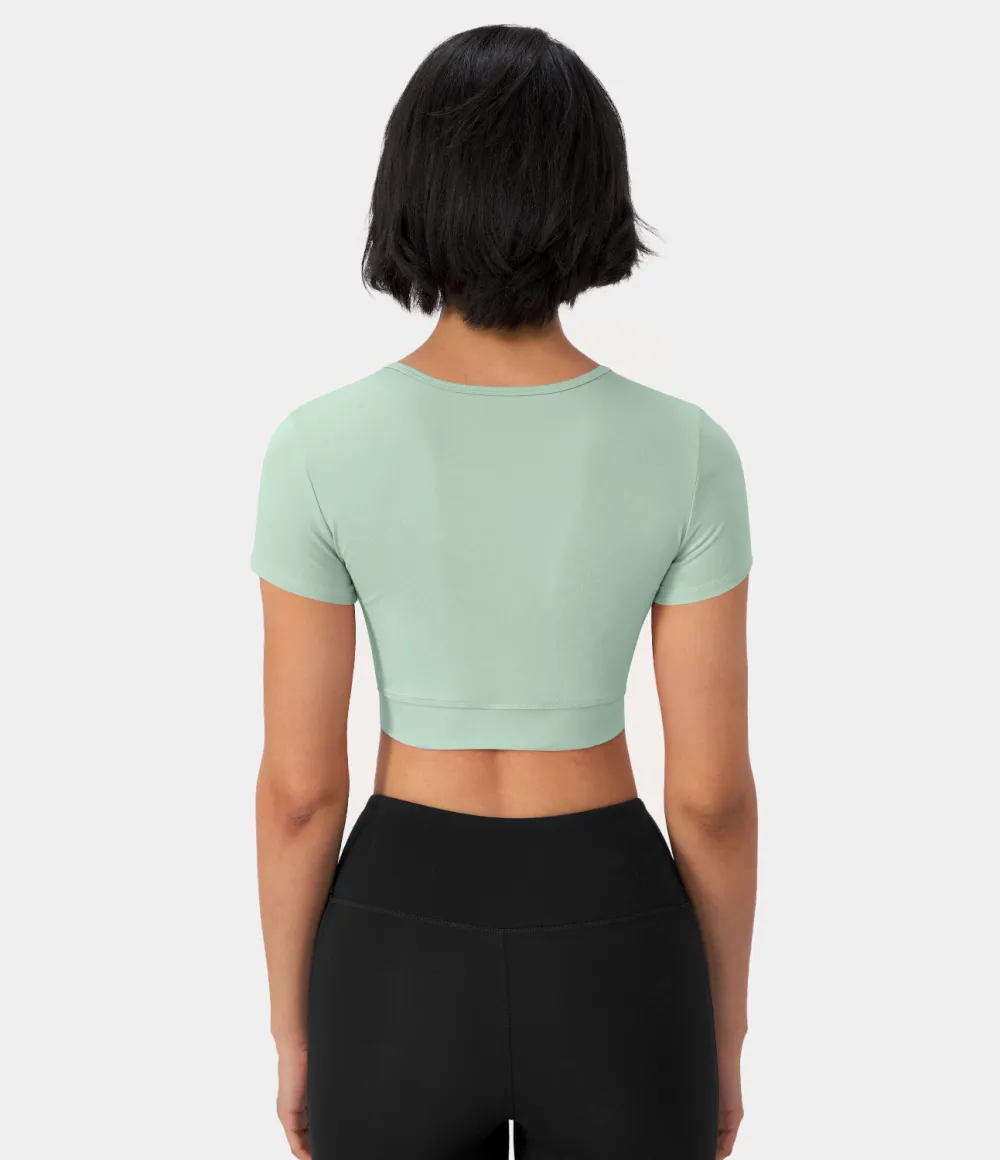 Softlyzero Plush Crossover Hem Cropped Sports Top