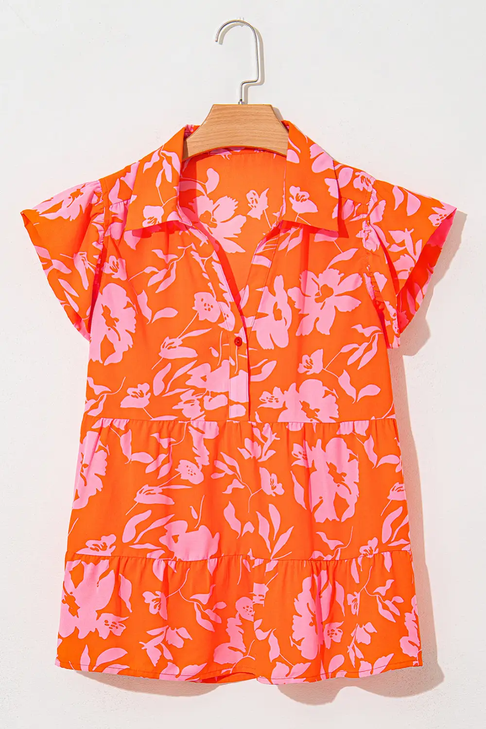 Everyday Floral Button Front Collared Blouse