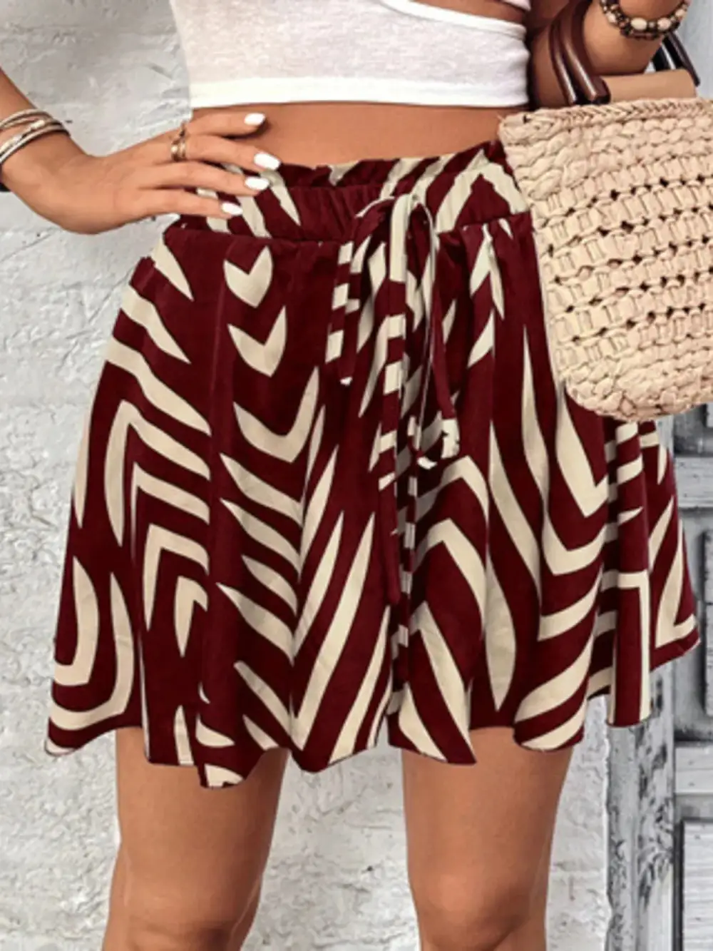 Tailored Drawstring Waist Shorts