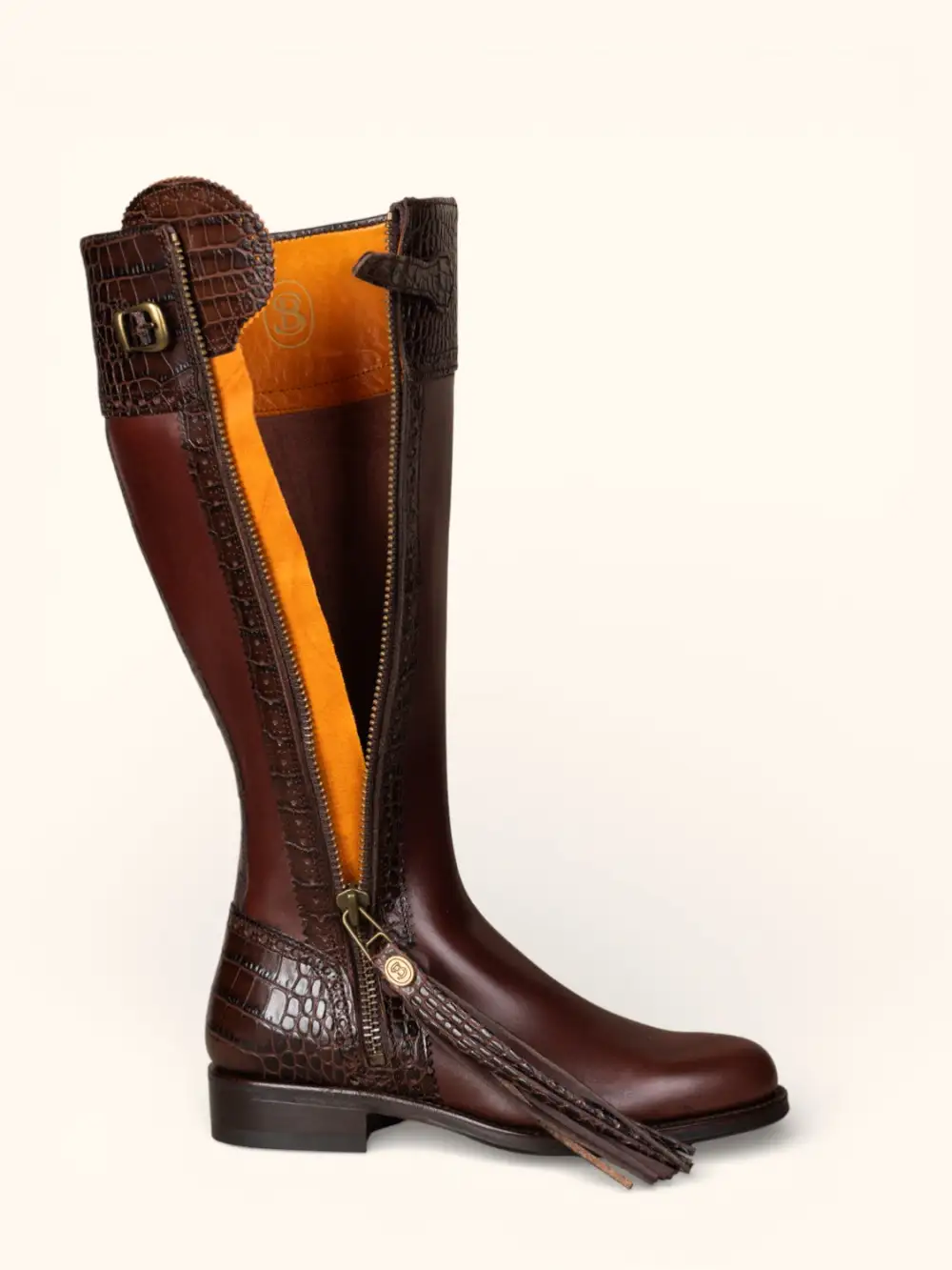 Understated Modern Mock Croc Tall Riding Boots