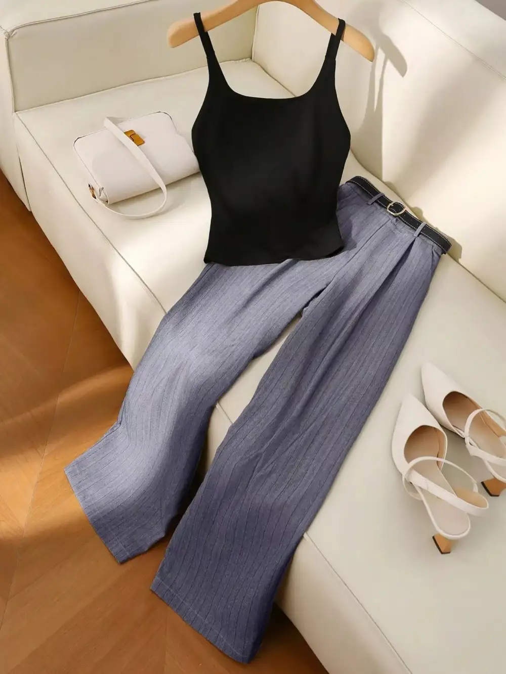 Refined Sleeveless Top and Wide Leg Pants Set