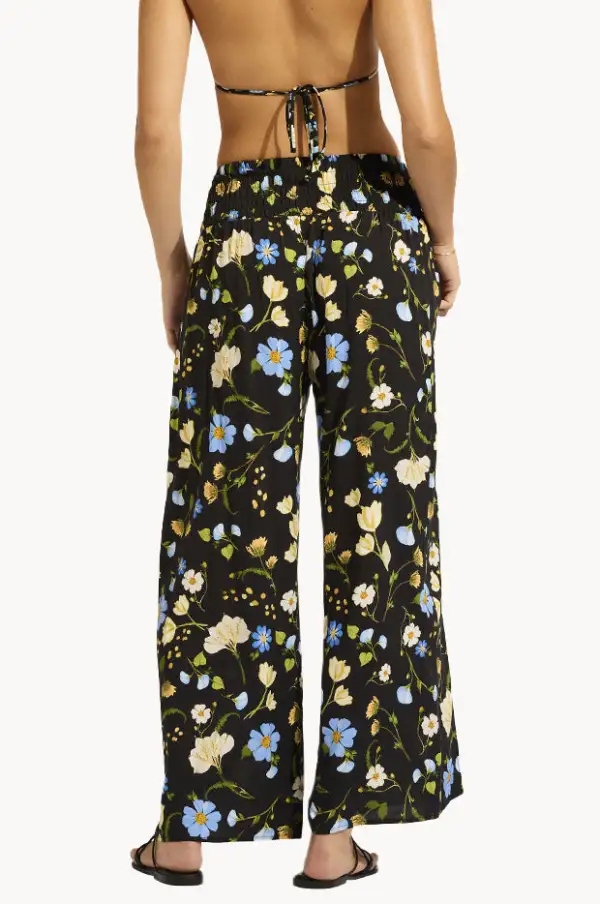 Shirred Wrap Split Leg Pants