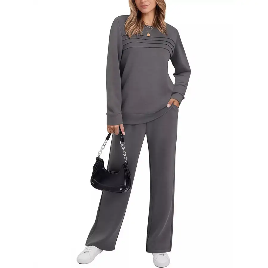 Full Size Casual Long Sleeve Top and Pants Set Plus Size