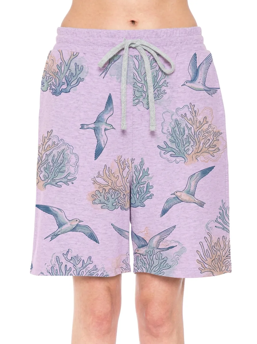 Women's Ocean Lover Seagull Coral Reef Printed Shorts