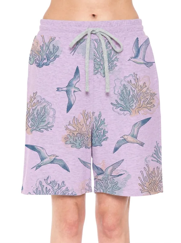 Women's Ocean Lover Seagull Coral Reef Printed Shorts