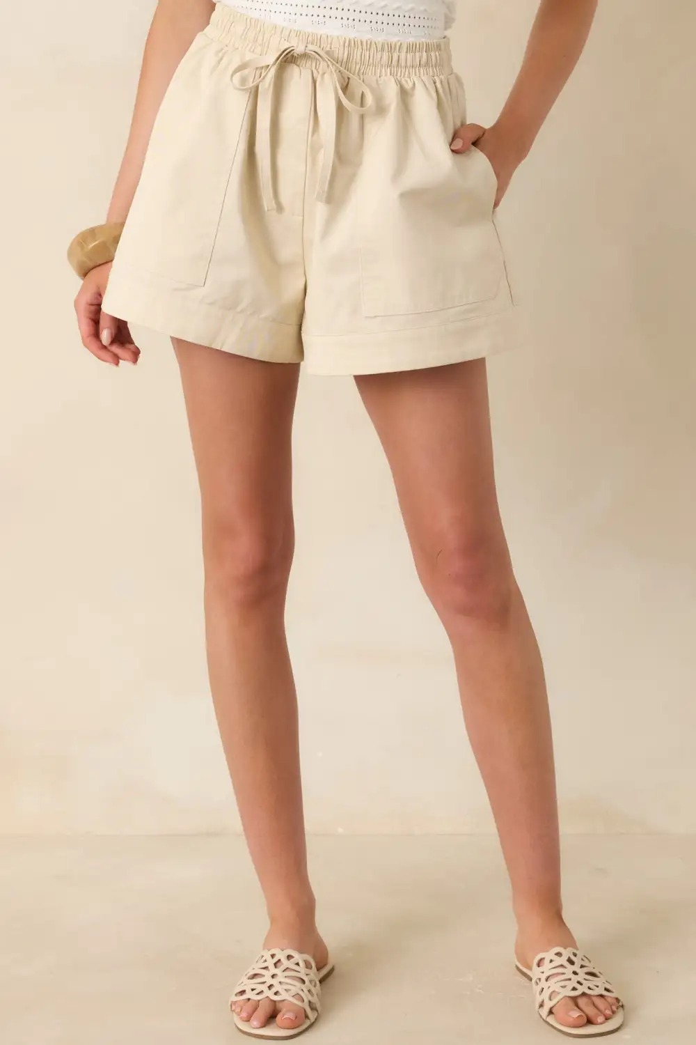 Streamlined Drawstring Cotton Shorts