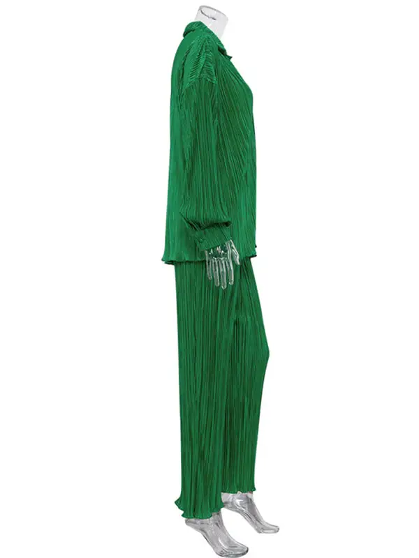 Pleated Blouse Wide Leg Set