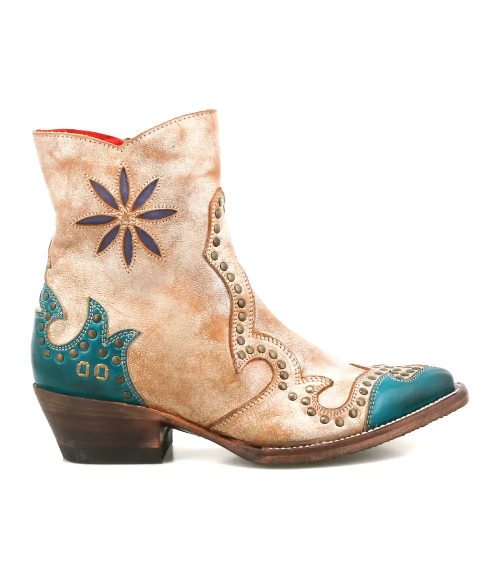 Floral-Stitched Studded Western Boots