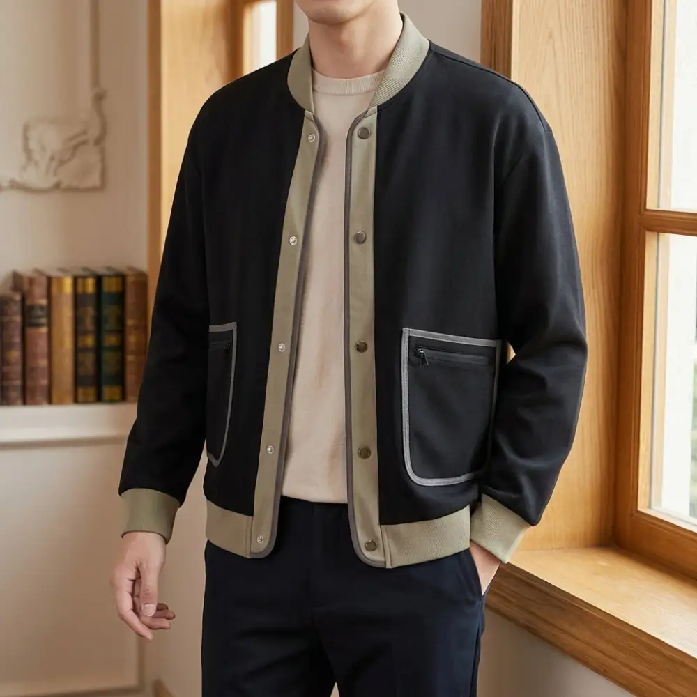 Contrast Stand-Collar Jacket