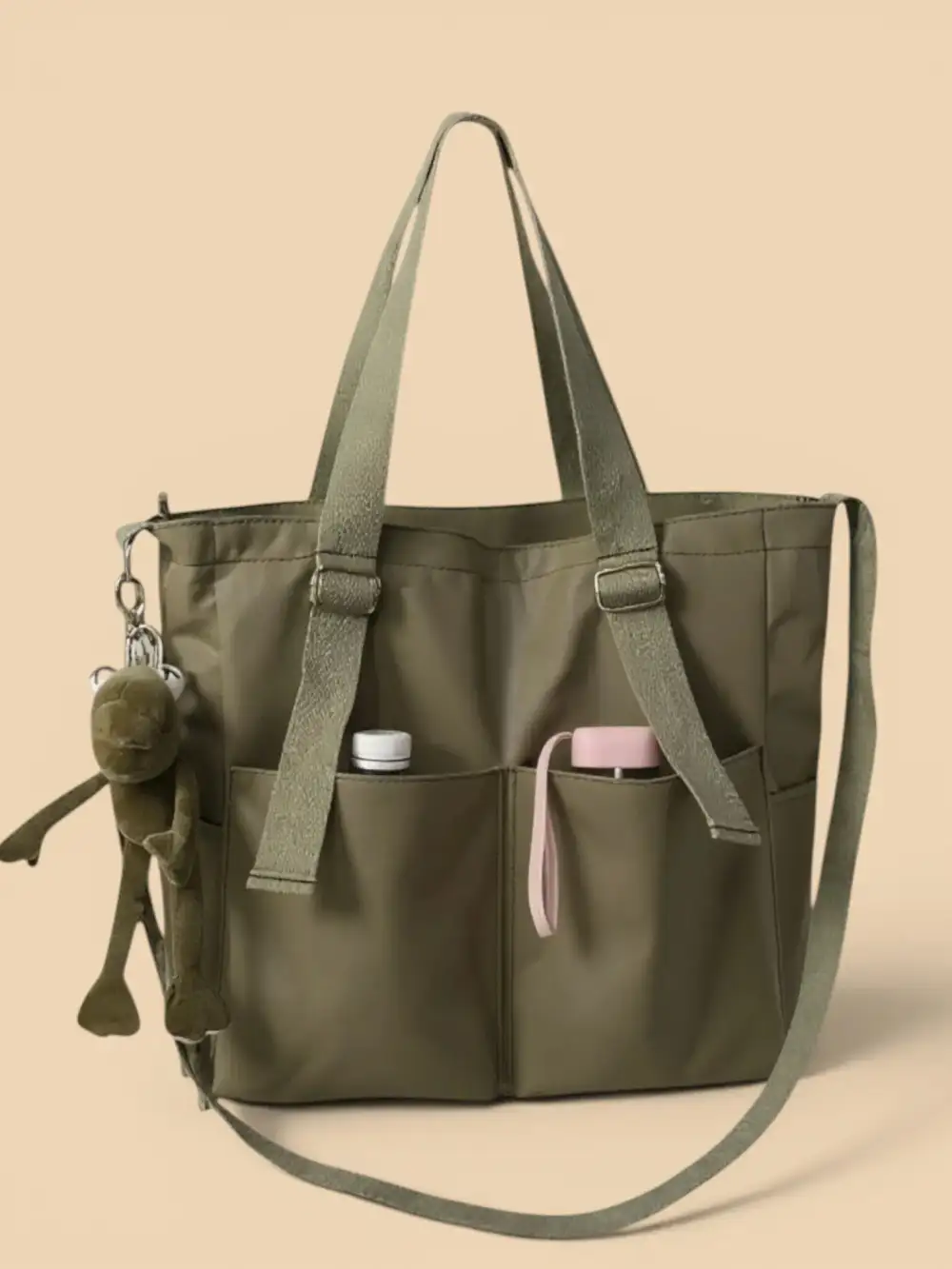 Frog Detail Canvas Handbag