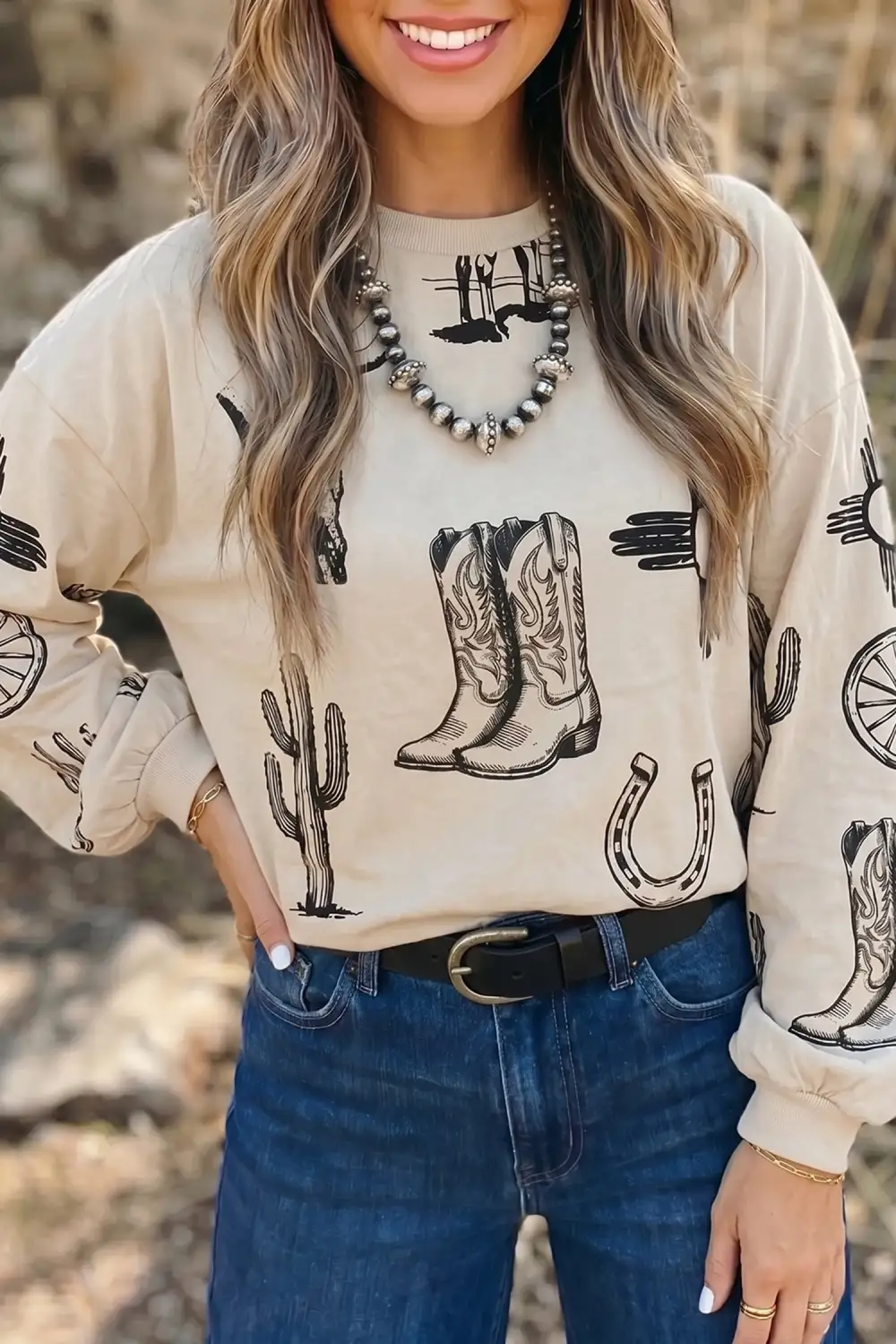 Women's Round Neck Long Sleeve Loose Fit Top