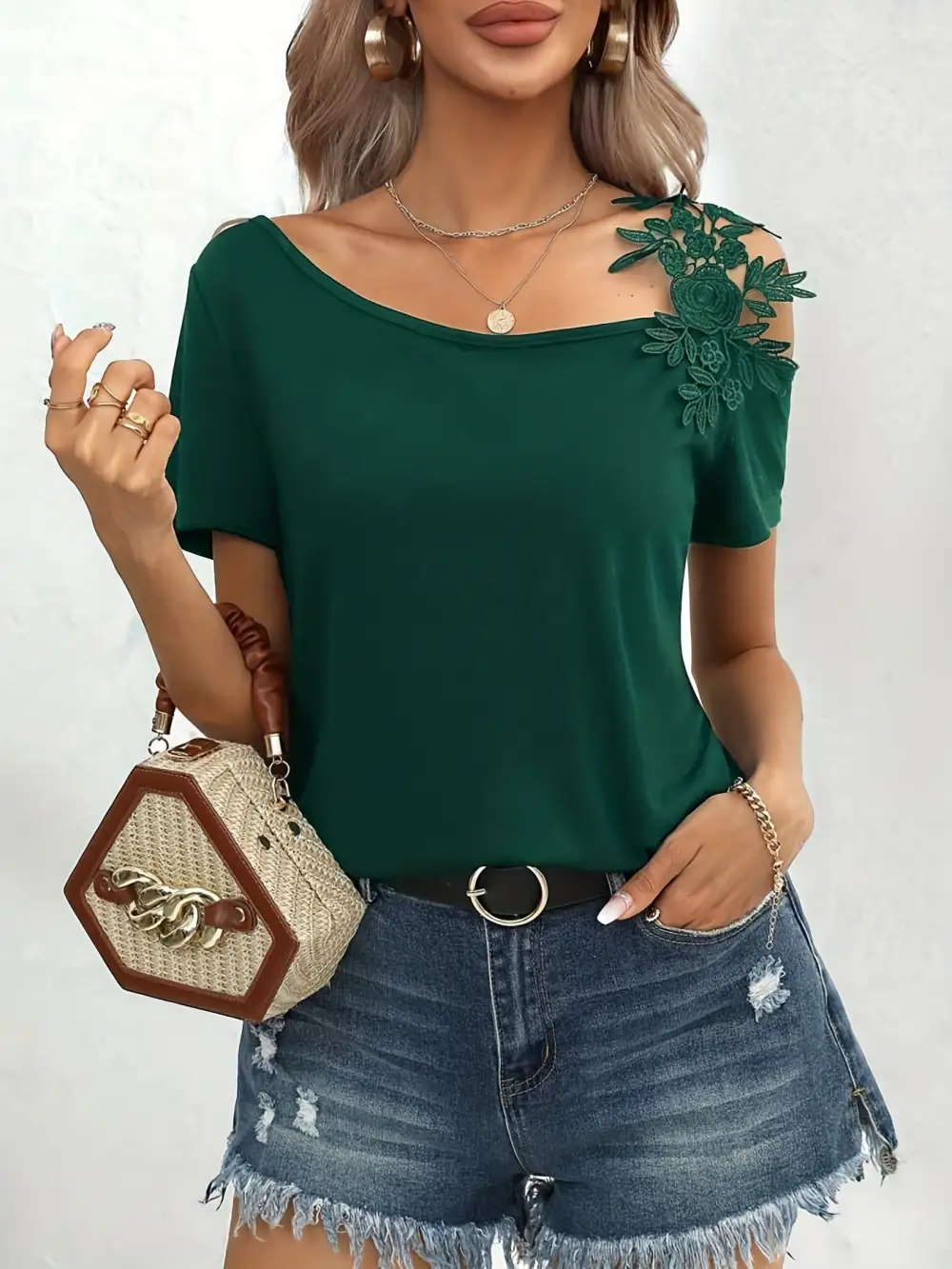 Lace Trim Short Sleeve Tee