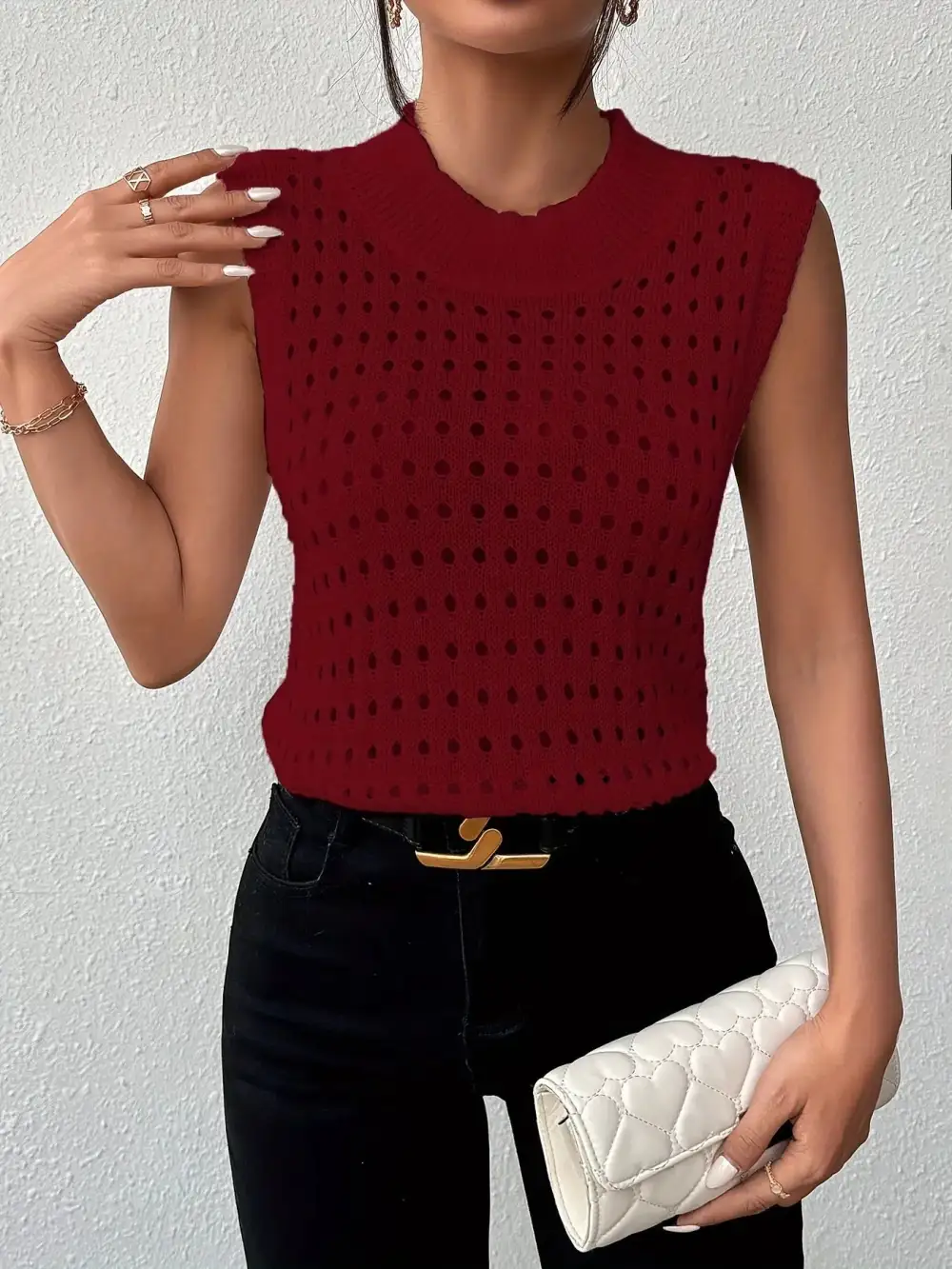 Round-Neck Knit Tank Top