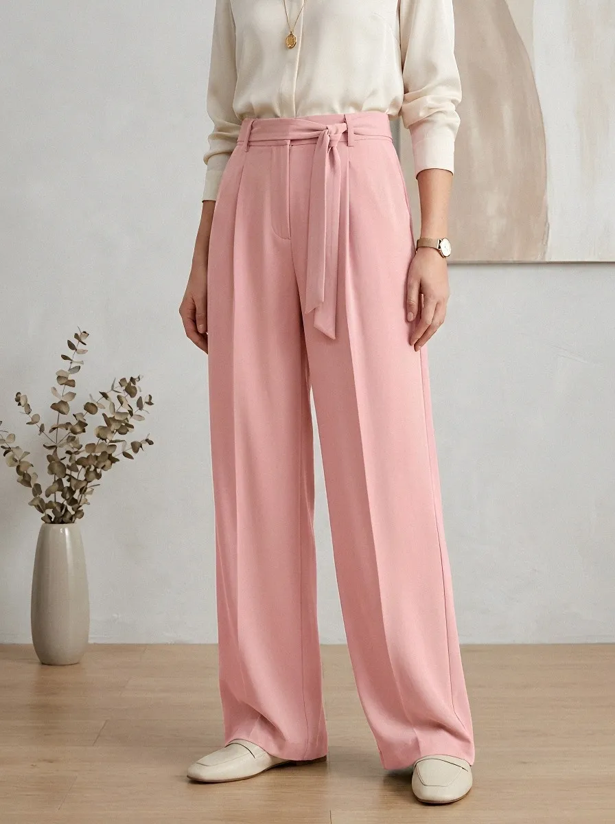 High-Waist Draped Women's Wide-Leg Trousers