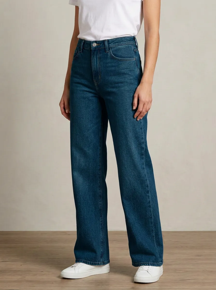 Easy-Wear Wide-Leg Denim Jeans
