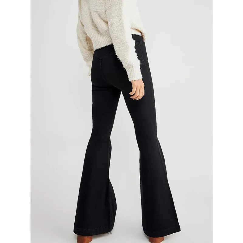 Asymmetric Waist Flare Jeans