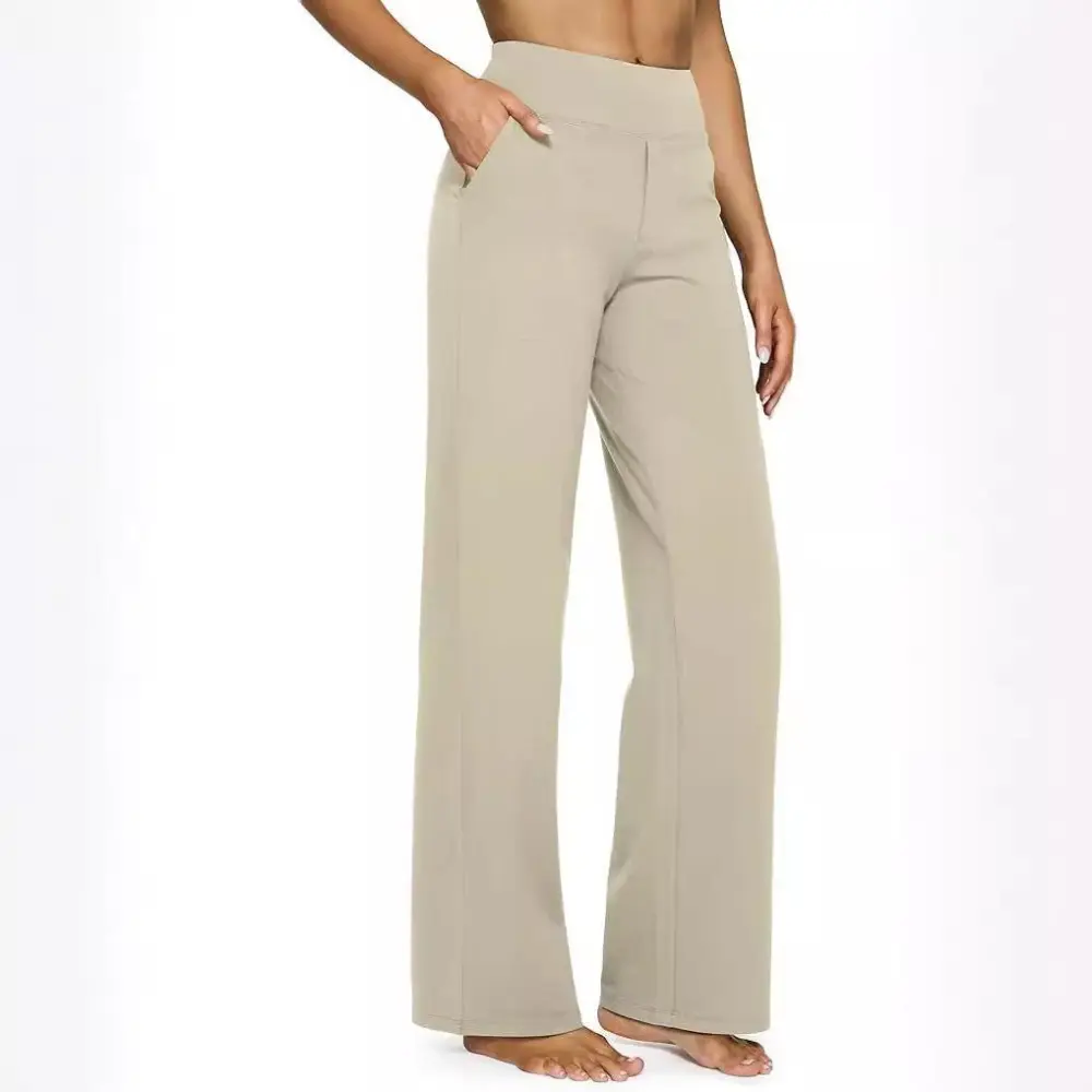 High Waist Straight Leg Loose Fit Pocket Pants