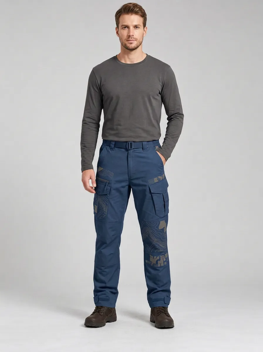Men's Khaki Topographic Tactical Cargo Pants