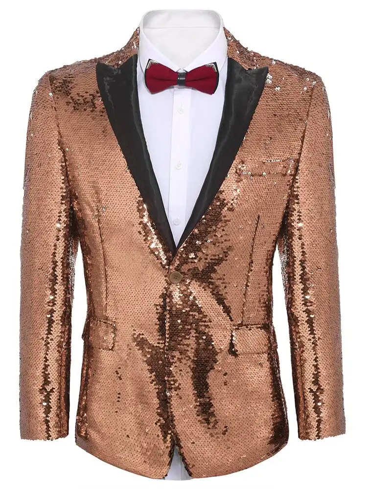 S Shiny Sequins Suit Jacket Coat