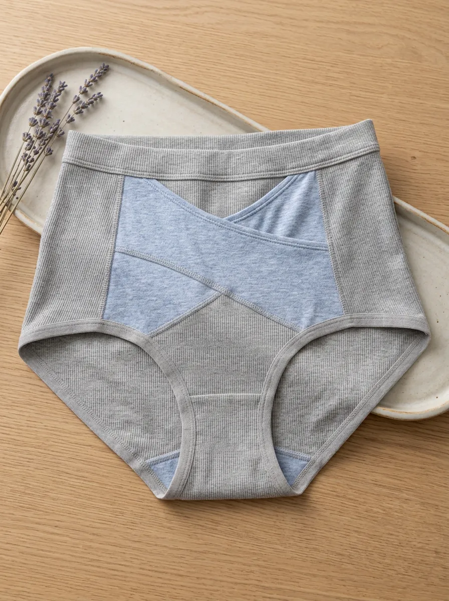 Women's Maternity Crossover Waist Ribbed Printed Panties