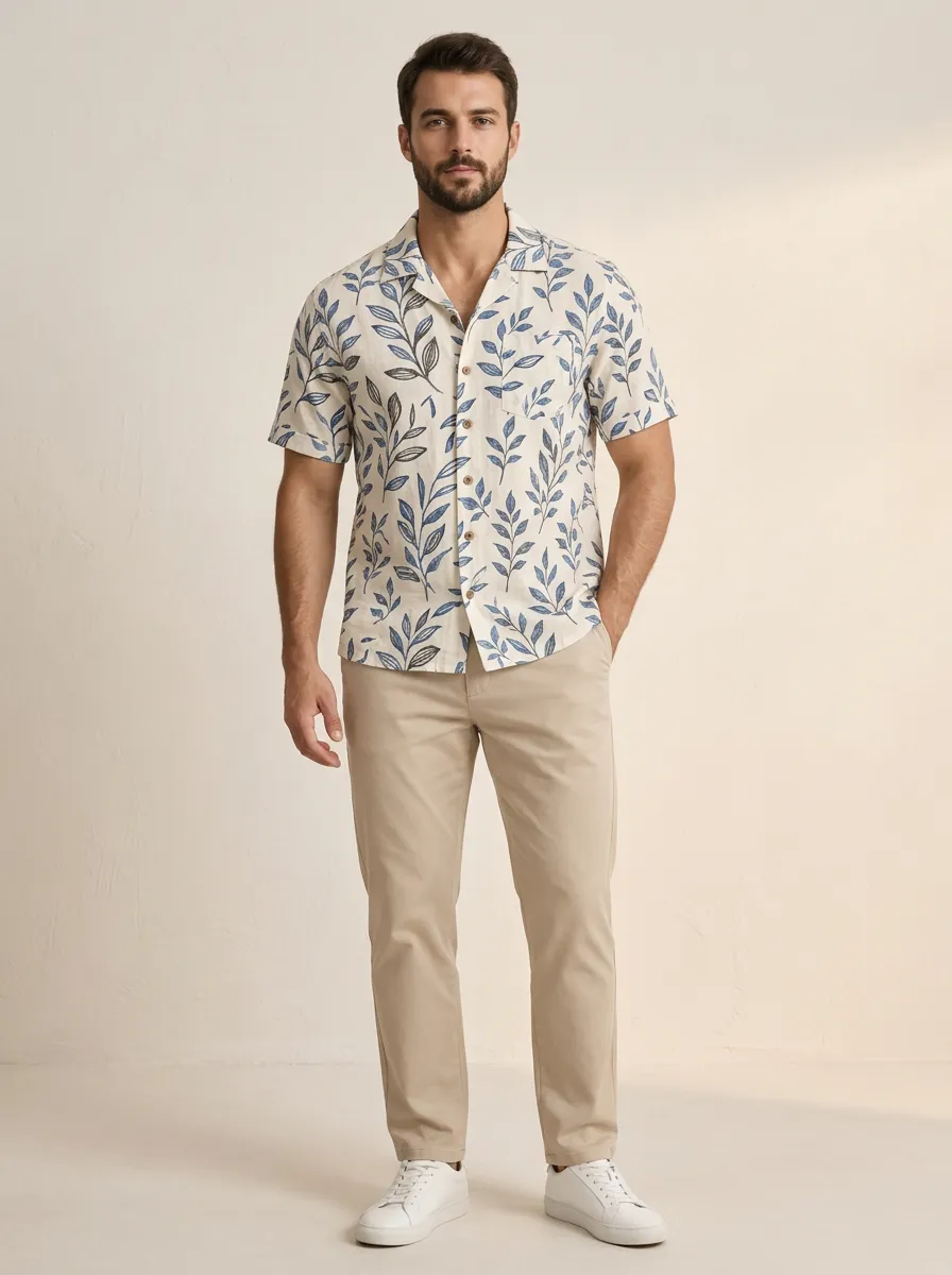 Men's Casual Botanical Printed Shirt