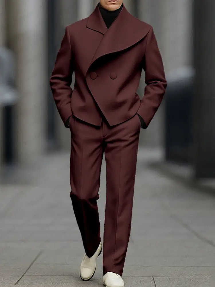 Asymmetric Woven Blazer & Pants Set