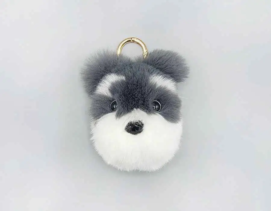 Modern Pom Pom Puppy Keychain