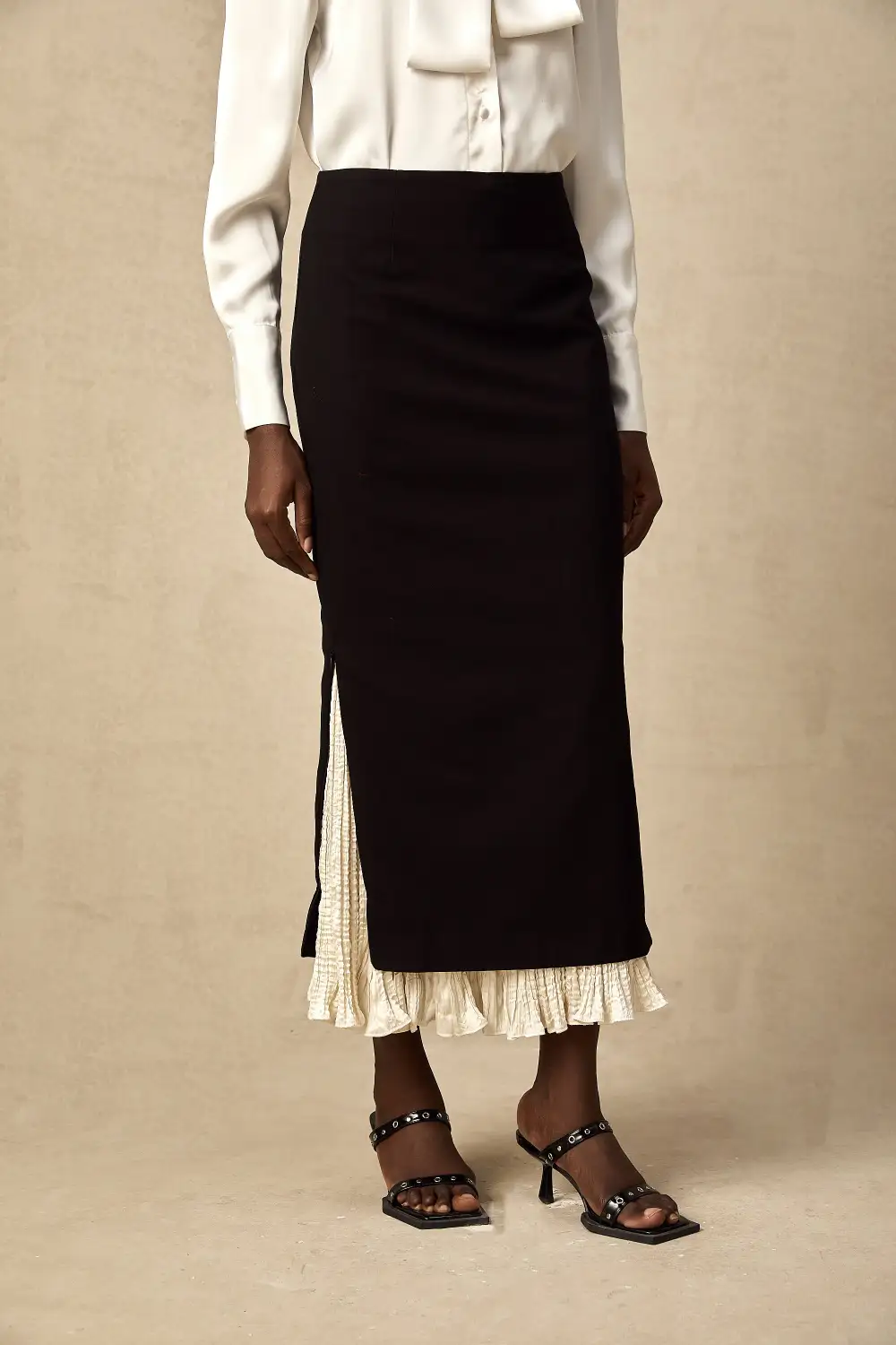 Color Block Midi Skirt