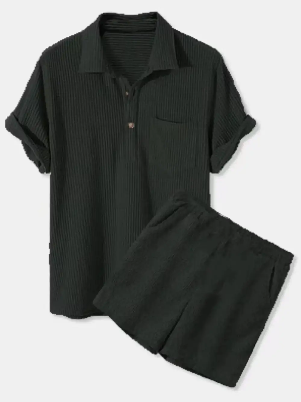 Button Detail Short Sleeve Top And Shorts Set